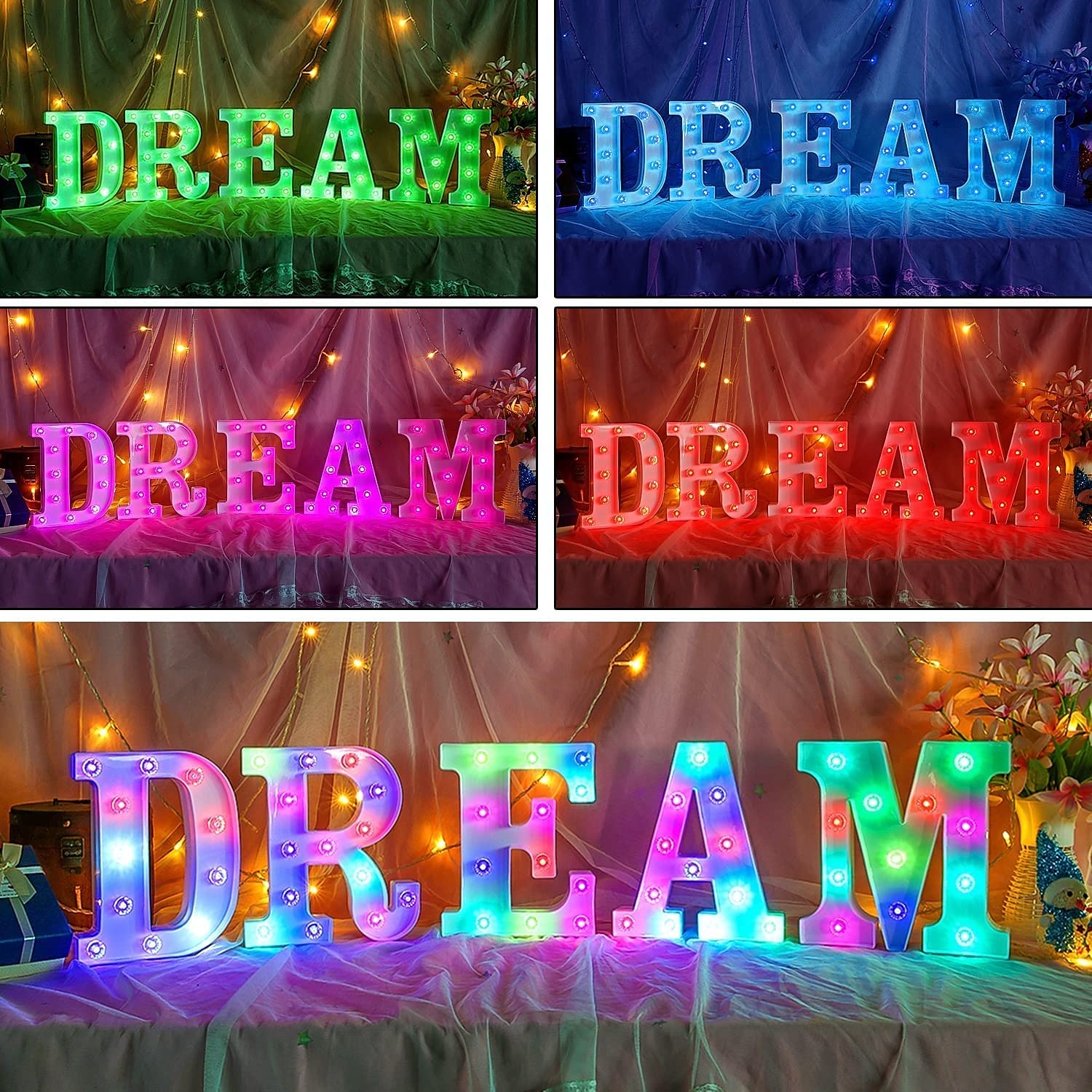 LED lettre lumières signe 26 lettres alphabet avec télécommande allumer des lettres signe coloré pour veilleuse mariage/fête d'anniversaire alimenté par batterie lampe de noël bar à la maison de 2025 ? $14.49 –P7