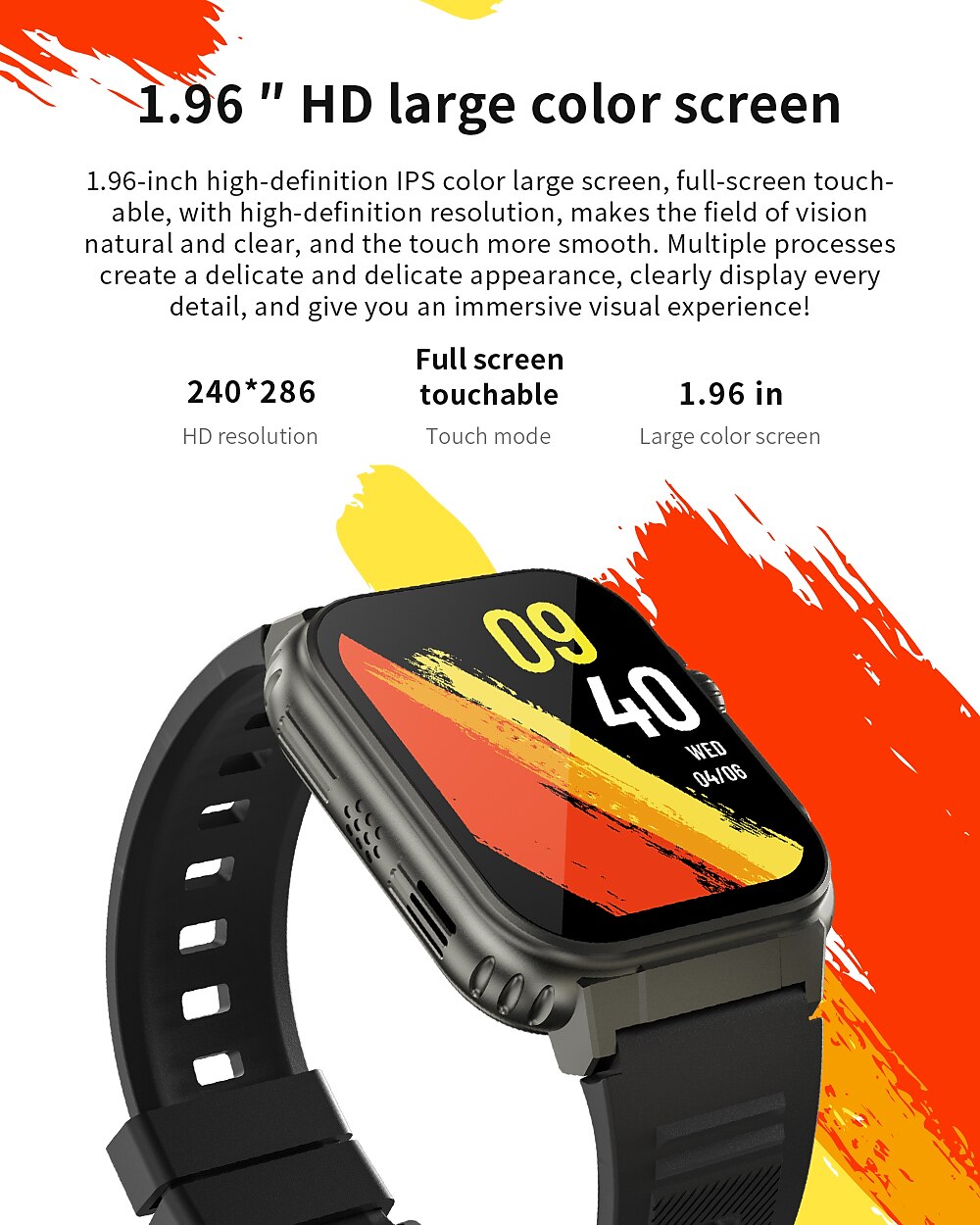 2025年 iMosi A70 スマートウォッチ 1.96 インチ スマート·ウォッチ ブルートゥース 歩数計 着信通知 アクティビティトラッカー と互換性があります Android iOS 女性 男性 ハンドフリーコール 防水 メディアコントロール IP68 42mmウォッチケース  コレクション – $59.99 –P3
