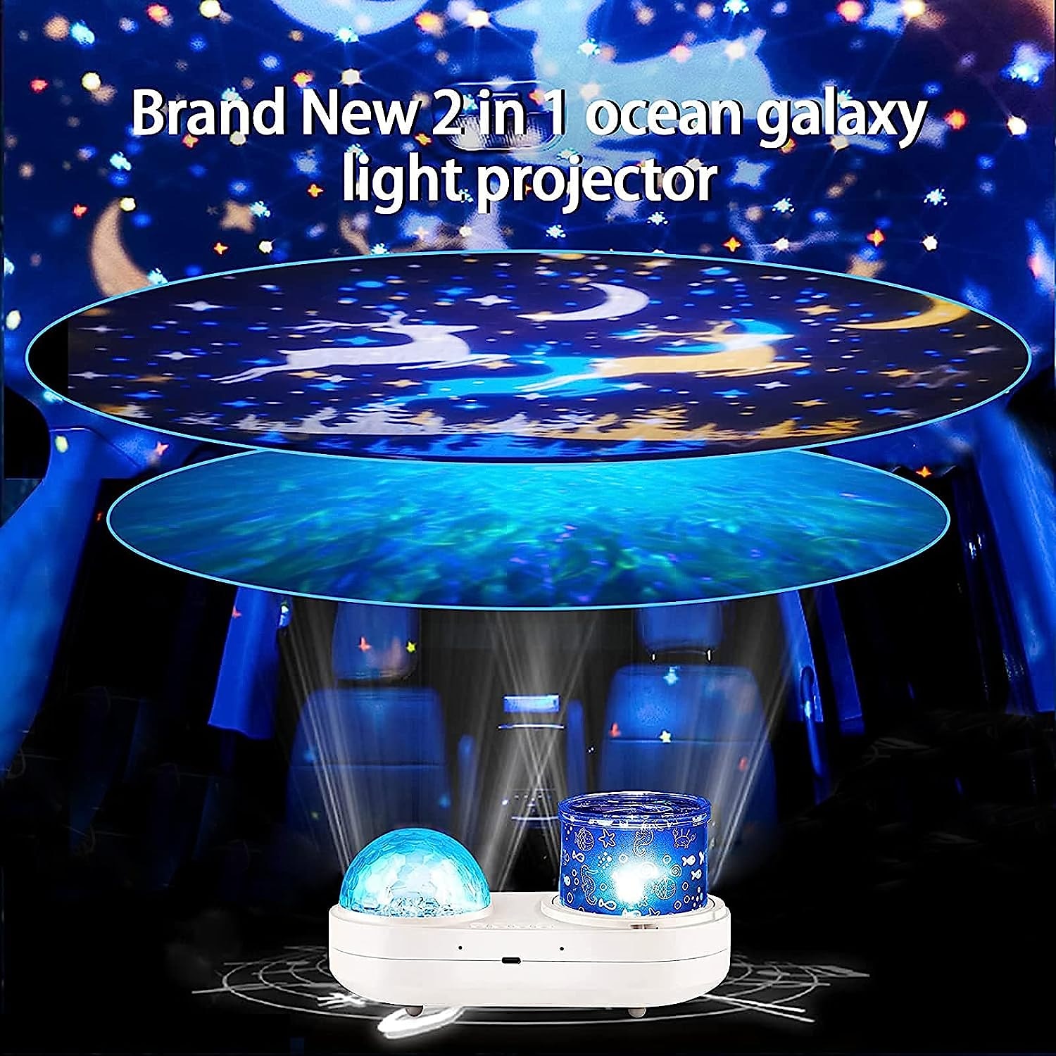 Ocean Light Projector Jellyfish Lamp 360 Degree Rotating Night Lights Projector 6 Colors Double-Layer Stereo Projection Effect Galaxy Projection Night Light Kids Toys Birthday 2025 - $28.99 –P3
