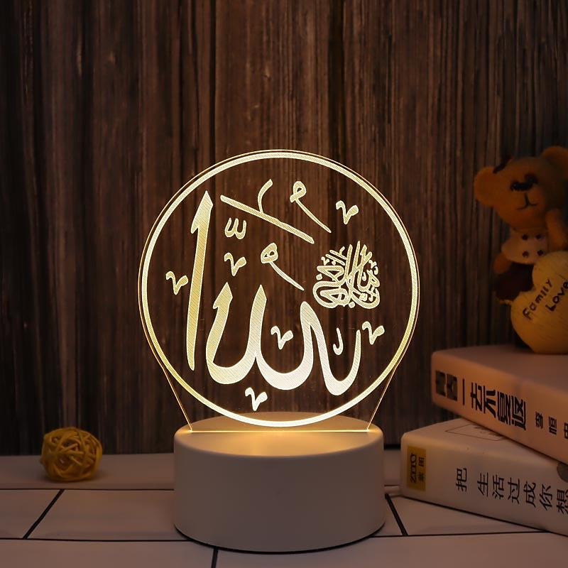 عيد مبارك ثلاثية الأبعاد زينة ضوء الليل أكريليك led إسلامي مسلم رمضان مهرجان لوازم للديكور المنزل مصباح ليلي ديكور غرفة نوم 2025 - $12.49 –P8