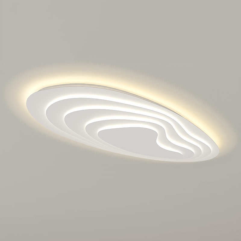 moderne taklampe som kan dimmes med fjernkontroll 56 cm innfelt taklampe akryl lampeskjerm lysekrone soverom stue 2025 - $230.29 –P9