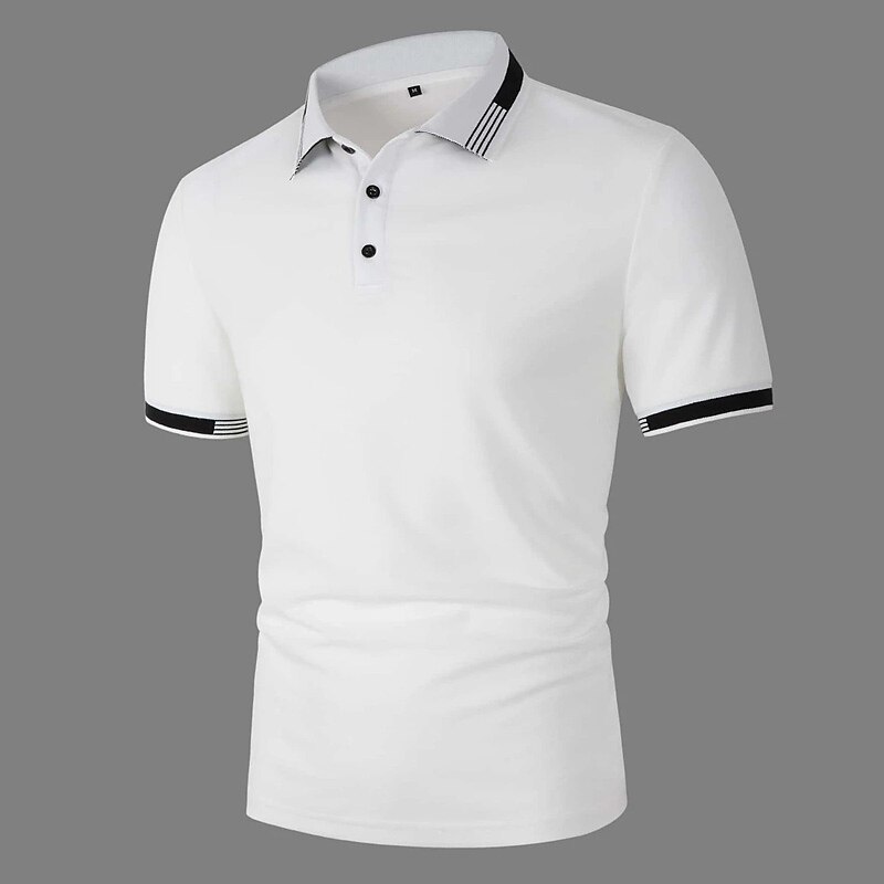 Herren Poloshirt Golfhemd Strasse Casual Klassisch Kurzarm Modisch Basic Farbblock Taste Sommer Regular Fit Grasgrün Hellhimmelblau Schwarz Weiß Rosa Perlenrosa Poloshirt 2025 - $17.99 –P5