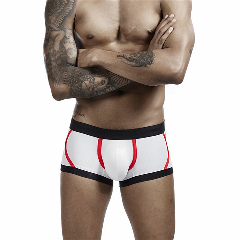 Men's 1 PC Boxers Underwear Briefs Brief Underwear Print Spandex Polester / Cotton Blend Washable Comfortable Graphic Prints Low Rise Black White 2025 - $10.49 –P4