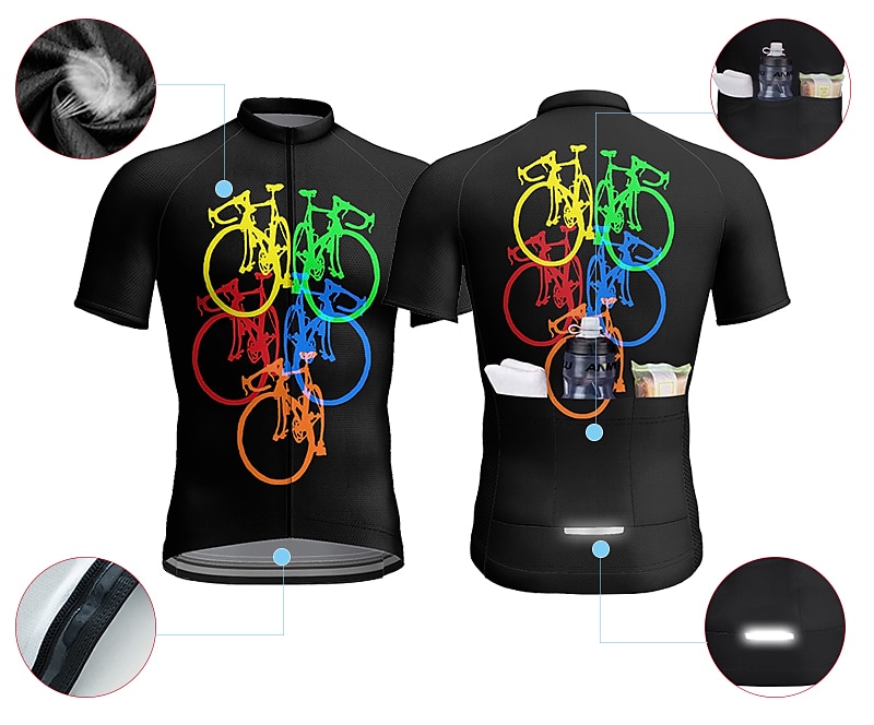 21Grams Men's Cycling Jersey Short Sleeve Bike Top with 3 Rear Pockets Mountain Bike MTB Road Bike Cycling Breathable Moisture Wicking Quick Dry Reflective Strips Yellow Pink Red Graphic Polyester 2025 - $28.99 –P3