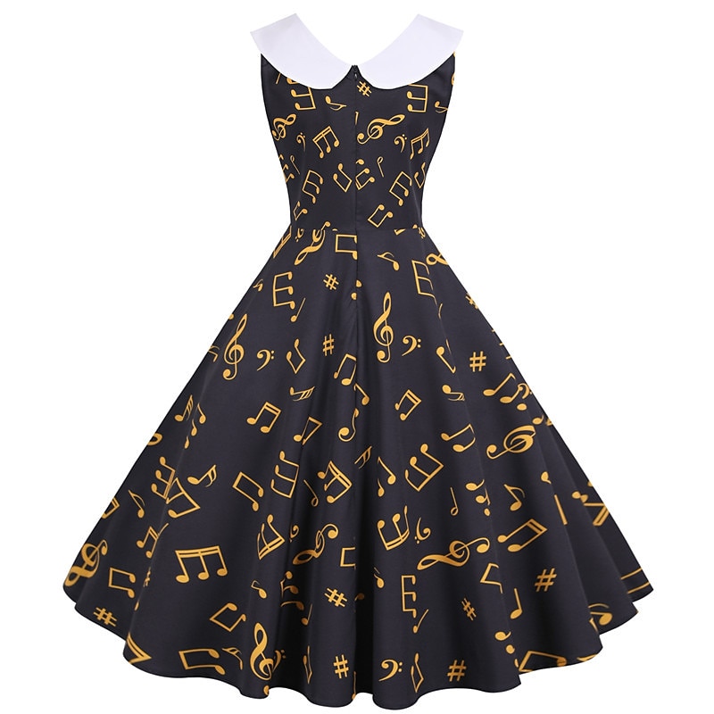 Retro / vintage 1950 Rochie de epoca Rochie leagăn Rochie Flare Note muzicale Pentru femei Carnaval Mascaradă Casul / Zilnic Petrecerea Burlăcițelor Adulți Rochie Rochii de acasă 2025 - $23.99 –P7