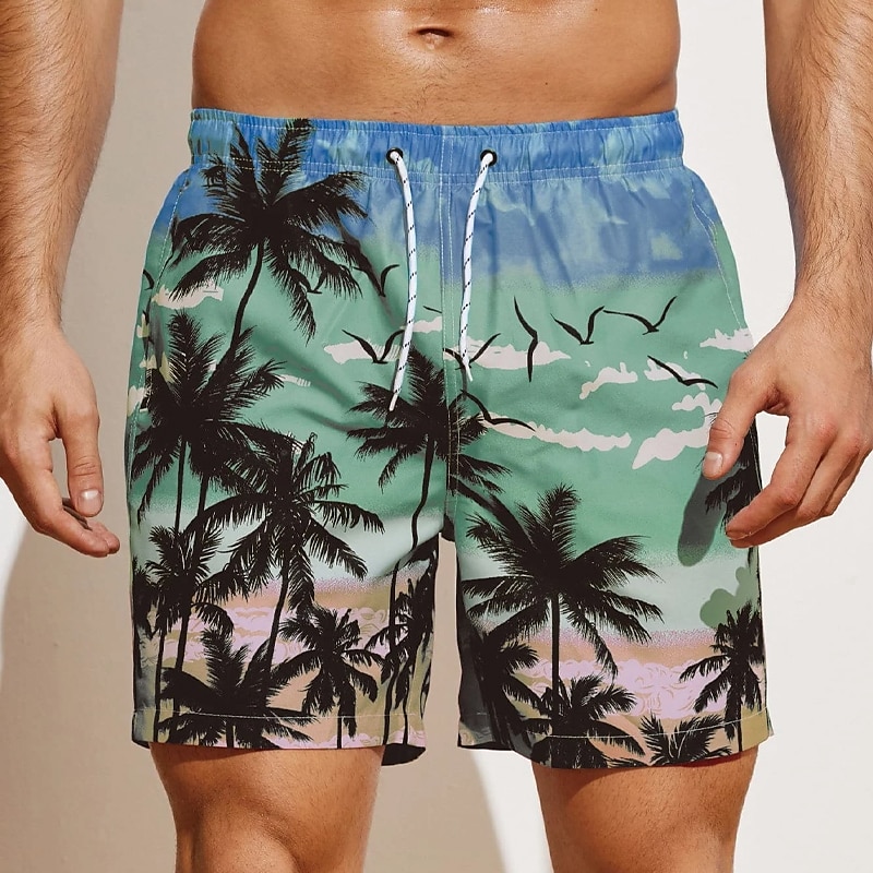 Bărbați Grafic Copac de cocos Pantaloni Scurți de Înot Pantaloni Scurti Chiloți Înot Talie medie Șic Stradă Hawaiană Boho Casual Zilnic Concediu Cordon cu căptușeală din plasă Talie elastică Designer 2025 - $17.99 –P13