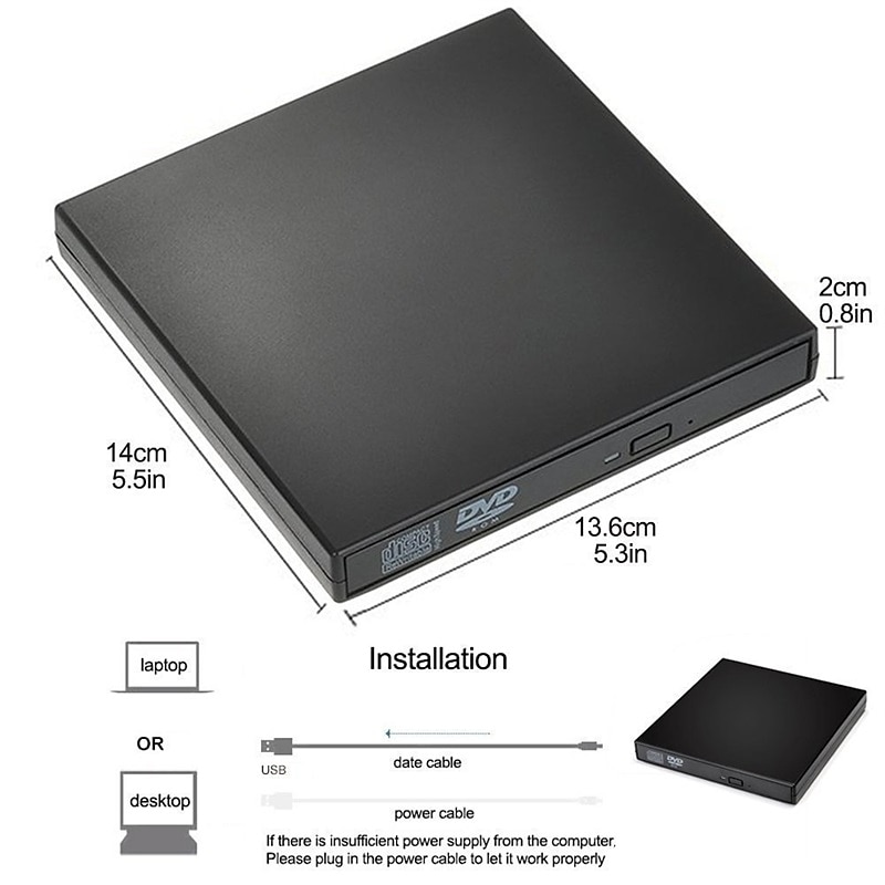 External CD DVD Drive USB 2.0 Slim Protable External CD-RW Drive DVD-RW Burner Writer Player For Laptop Notebook PC Desktop Computer 2025 - $33.99 –P4