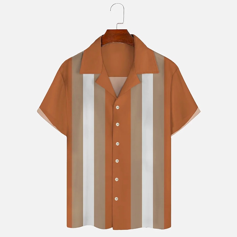 Herren Farbblock Geometrische Muster Hemd Sommerhemd Lässiges Hemd Kurzarm Modisch 1950s Brautkleider schlicht Urlaub Täglich Ausgehen Sommer Lagerkragen Bedruckt Schwarz Blau Orange Grün 2025 - $24.99 –P4