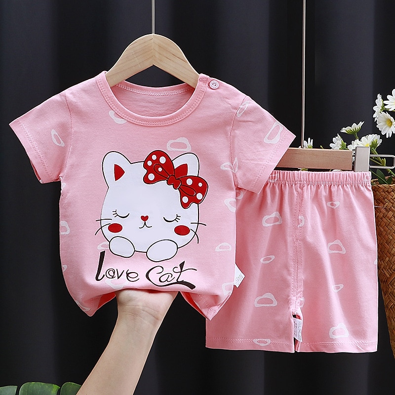 2 Pieces Toddler Boys T-shirt & Shorts Outfit Animal Cartoon Short Sleeve Cotton Set Outdoor Adorable Daily Summer Spring 3-7 Years 3 green teddy bears 9 spectacled bear 13 Stripes Bear 2025 - $10.99 –P7