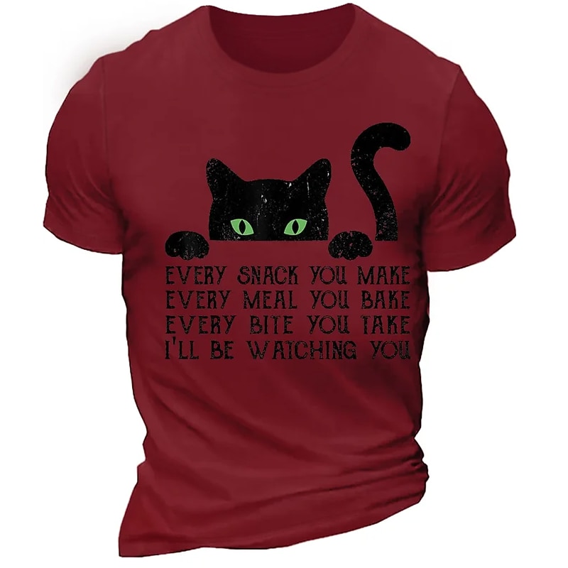 Grappig Kat T-shirt voor Heren - "Elke Snack Die Je Maakt Elke Maaltijd Die Je Bakt Elke Hap Die Je Neem Ik Kijk Naar Je" Huisdier Liefhebbers Cadeau voor Hem 2025 - $15.99 –P3