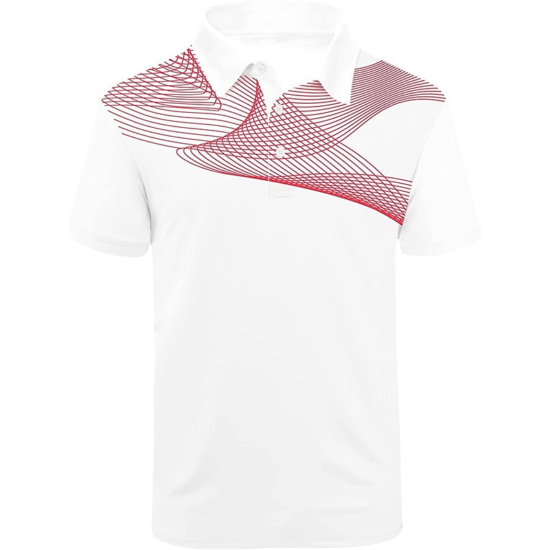 Voor heren Gestreept Sport Poloshirts Golfshirt Korte mouw Poloshirt Overhemden met kraag Casual Sportkleding Vakantiekleding Knop 3D-afdrukken Zwart En Rood Zwart / Wit Zwart 2026 - $23.99 –P2