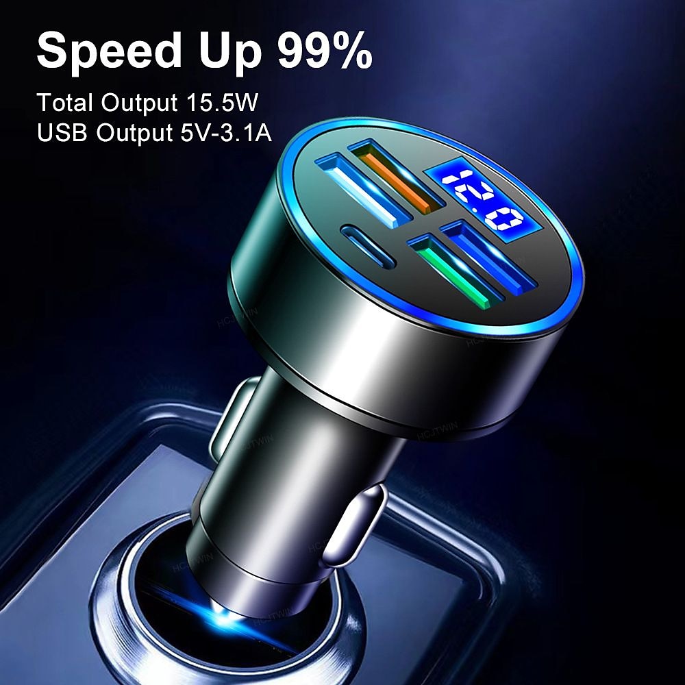 4usb met type-c auto led digitaal display autolader voltmeter auto-accumonitor met led-spanning &versterker; versterkers weergegeven 2025 - $12.99 –P2