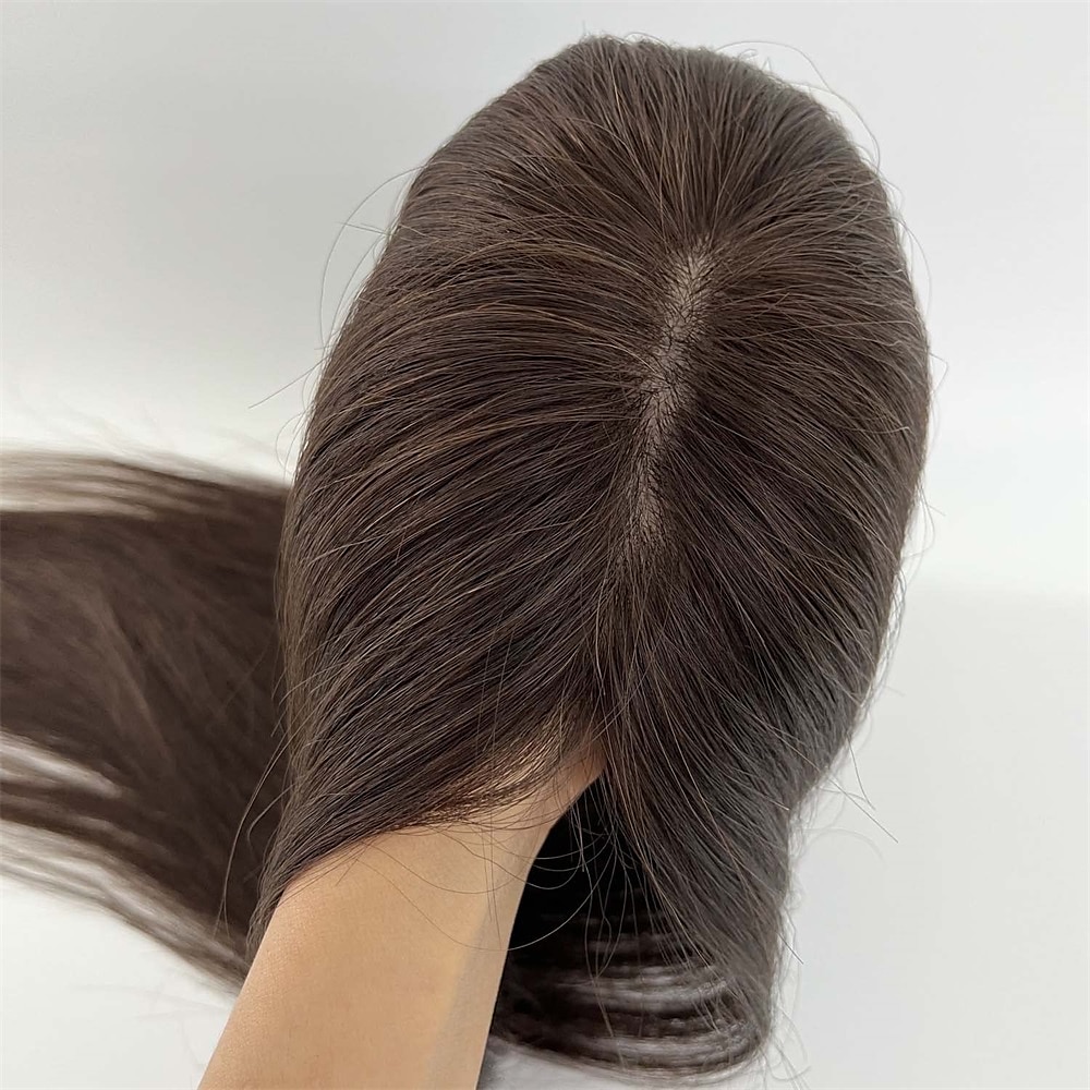 haar toppers voor vrouwen 100% remy menselijk haar topper haarstukje 12*13cm volledige zijde basis steil haar voor dunner wordend haar haaruitval cover grijs haar 2025 - $172.99 –P8