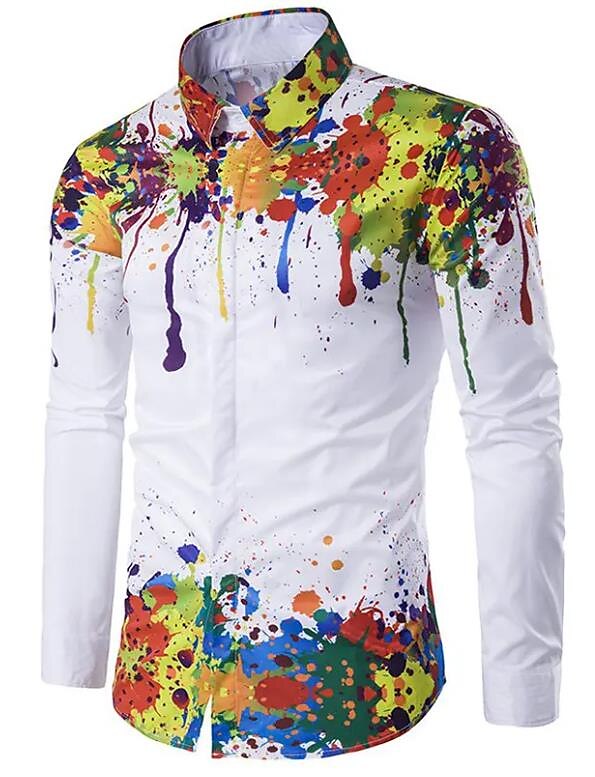 Men's Optical Illusion Geometric Pattern Shirt Button Up Shirt Long Sleeve Vintage Designer Retro Outdoor Casual Holiday Fall & Winter Turndown Print Button-Down Black White Light Green Black / Red 2025 - $26.99 –P2