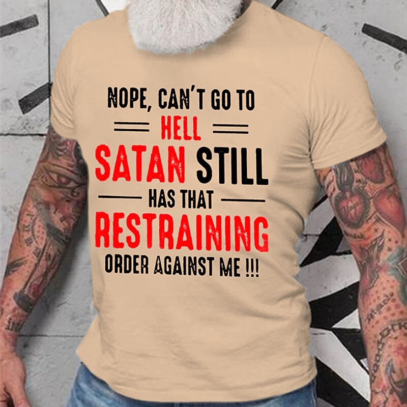 Homme Graphique Lettre Non je ne peux pas aller en enfer T-shirt Style décontracté 100% Coton Manche Courte Graphique Chemise Noir Blanche Rouge T-shirt confortable Rue Occasionnel Vêtements de de 2025 ? $15.99 –P7