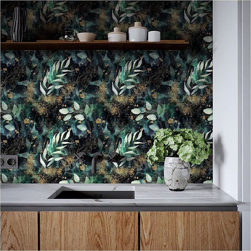 coola tapeter grön tapet väggmålning blad gren skala och sticka tapeter avtagbar pvc/vinyl självhäftande 17,7"x118"(45cmx300cm) 2025 - $26.99 –P4