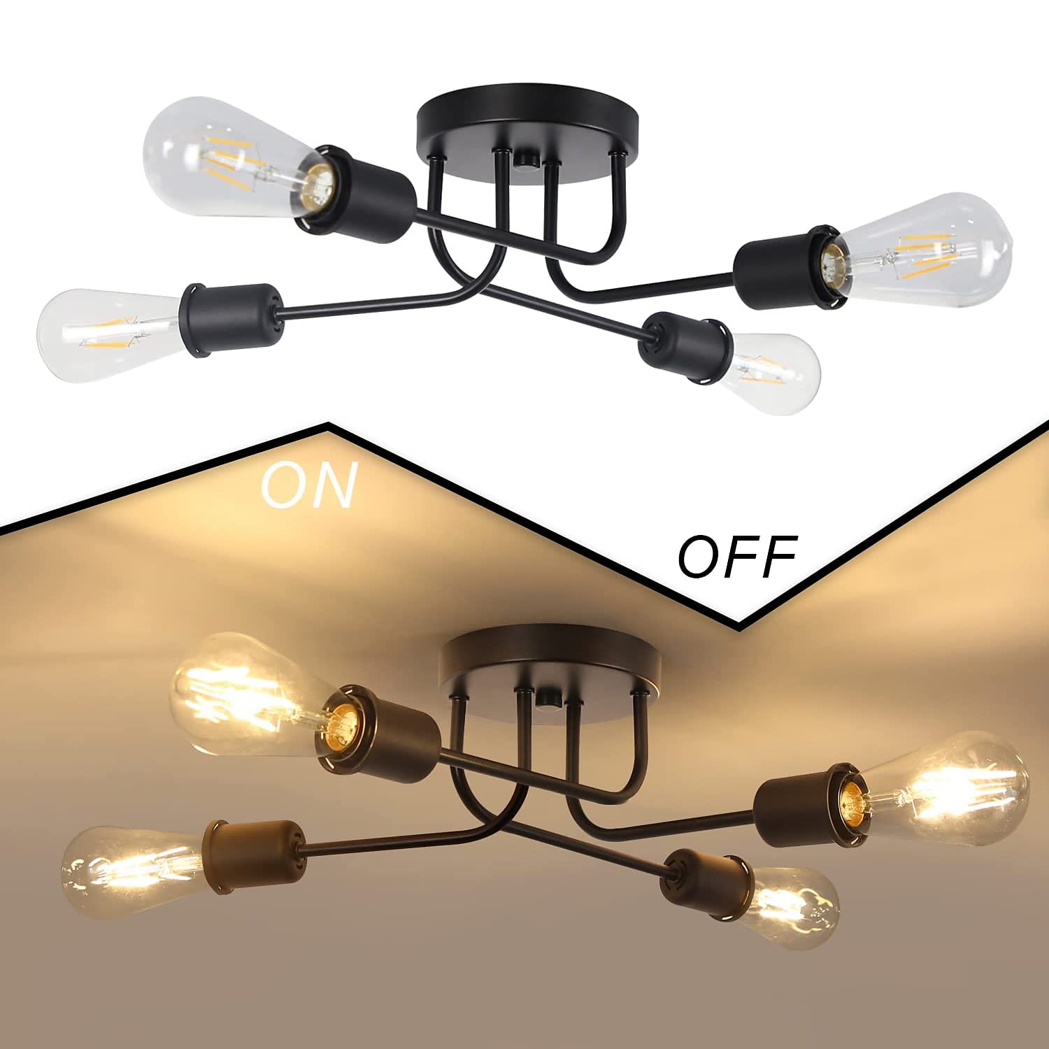 Free form DIY Semi-embedded Ceiling Lamp 4-8 Lamps E26/E27 Industrial Style Chandeliers Black and Gold Medieval Chandeliers Suitable for Bedroom Dining room Living Room AC110V AC220V 2025 - $57.99 –P10