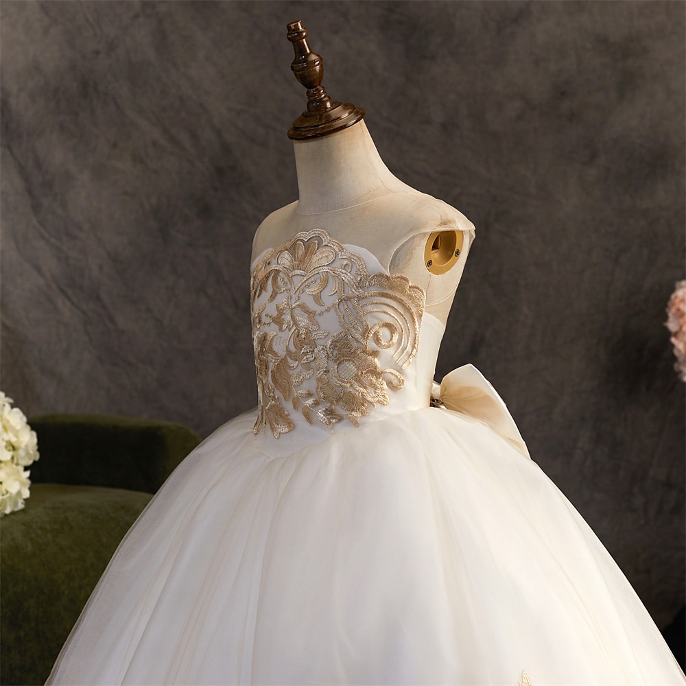 kinderkleidung Mädchen Blumenmädchen Kleid Kleid Blumen Einfarbig Ärmellos Hochzeit Party Geburtstag Spitze Rüschen Gitter Kuschelig Prinzessin Polyester Maxi A Linie Kleid Tüll-Kleid Sommer Herbst 2025 - $91.99 –P9