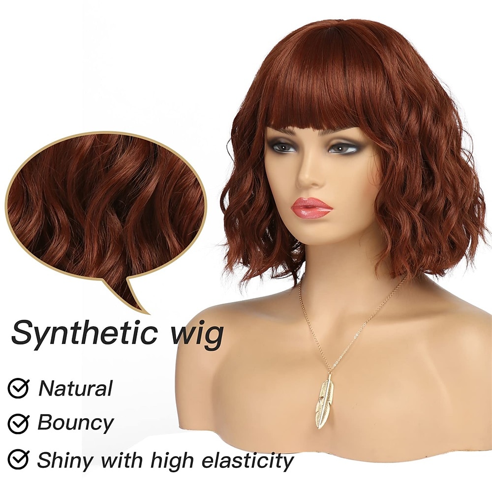 korte wit zilveren pruiken voor vrouwen ombre zwart en grijs krullend pruik met pony halflang synthetisch haar water wave bob pruik grijze kleurrijke pruiken 2025 - $24.99 –P10