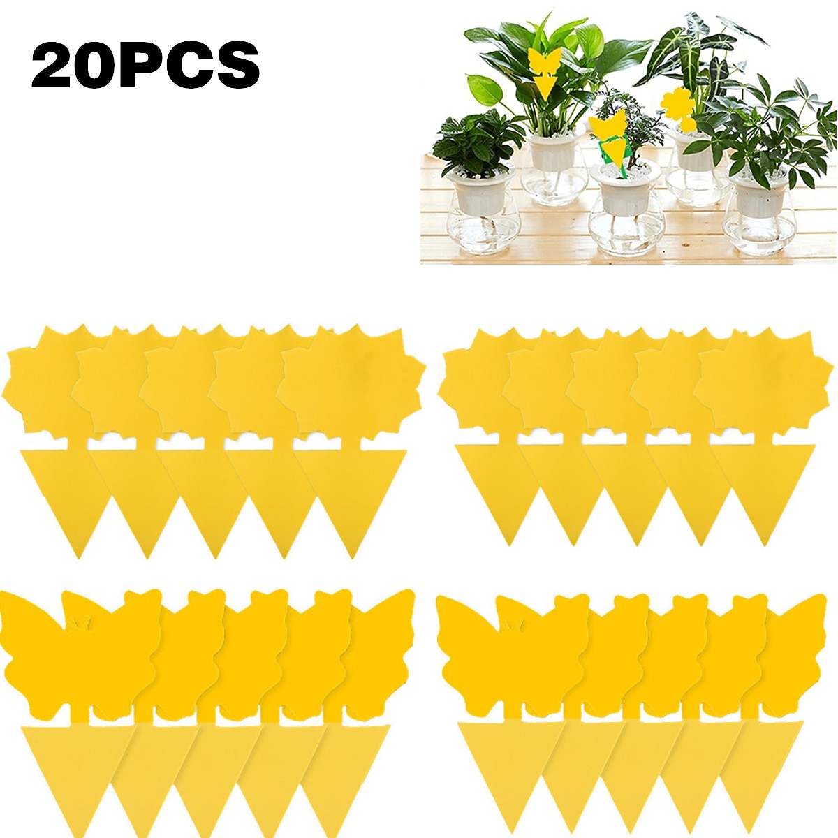 20 шт., ловушки для фруктовых мух, ловушки для грибков, желтые липкие ловушки для жуков, нетоксичные и без запаха для внутреннего и наружного использования, защищают растение. 2026 - $11.49 –P5