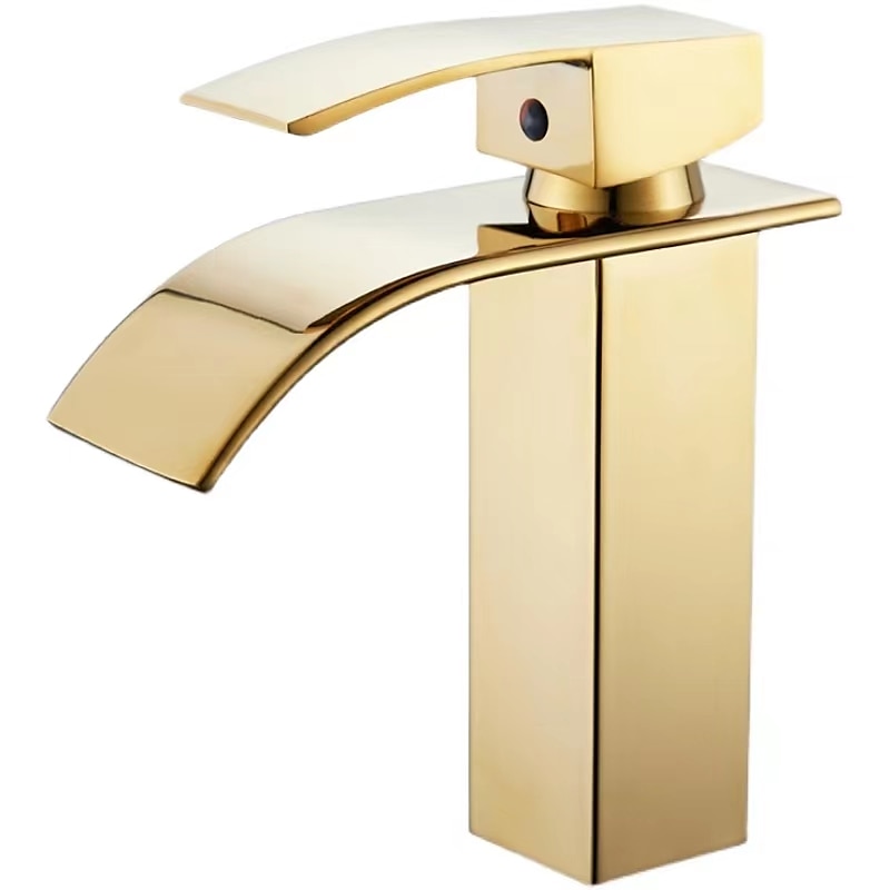 Rubinetto Miscelatore Lavabo Bagno A Cascata Alto Corto, Lavabo Monocomando Rubinetti Lavabo Monocomando, Bagno Con Tubo Flessibile Caldo E Freddo Vaso Monoblocco Acqua Rubinetto In Ottone Montaggio A Bordo Nero Dorato del 2025 a $80.99 –P2