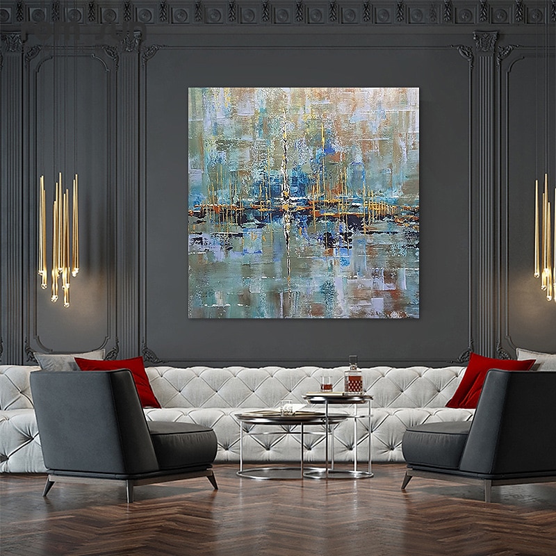 Oil Painting 100% Handmade Hand Painted Wall Art On Canvas Blue Line Abstract Modern Home Decoration Decor Rolled Canvas No Frame Unstretched 2025 - $114.99 –P3