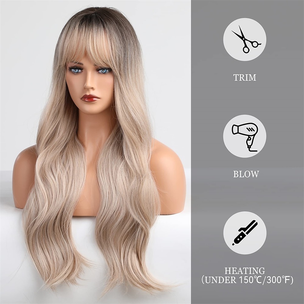 Long Auburn Wig with Bangs Layered Curly Orange Wigs for Women Natural Synthetic Wigs for Daily Use 2025 - $34.99 –P19