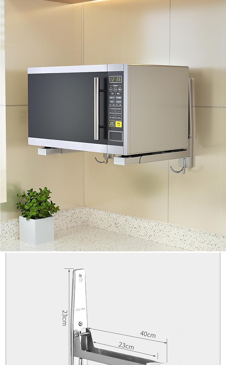 rack de forno de microondas de aço inoxidável rack de armazenamento de cozinha retrátil rack de forno montado na parede de 2025 por $28.99 –P3