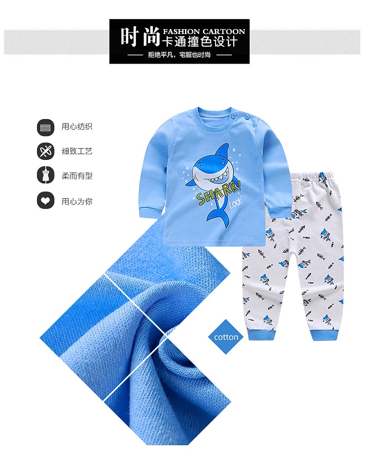 unisex hoodie för barn & byxa kläder set 2 delar långärmad mörkblå tecknad djur bomull ledig komfort 2-6 år 2025 - $22.99 –P1