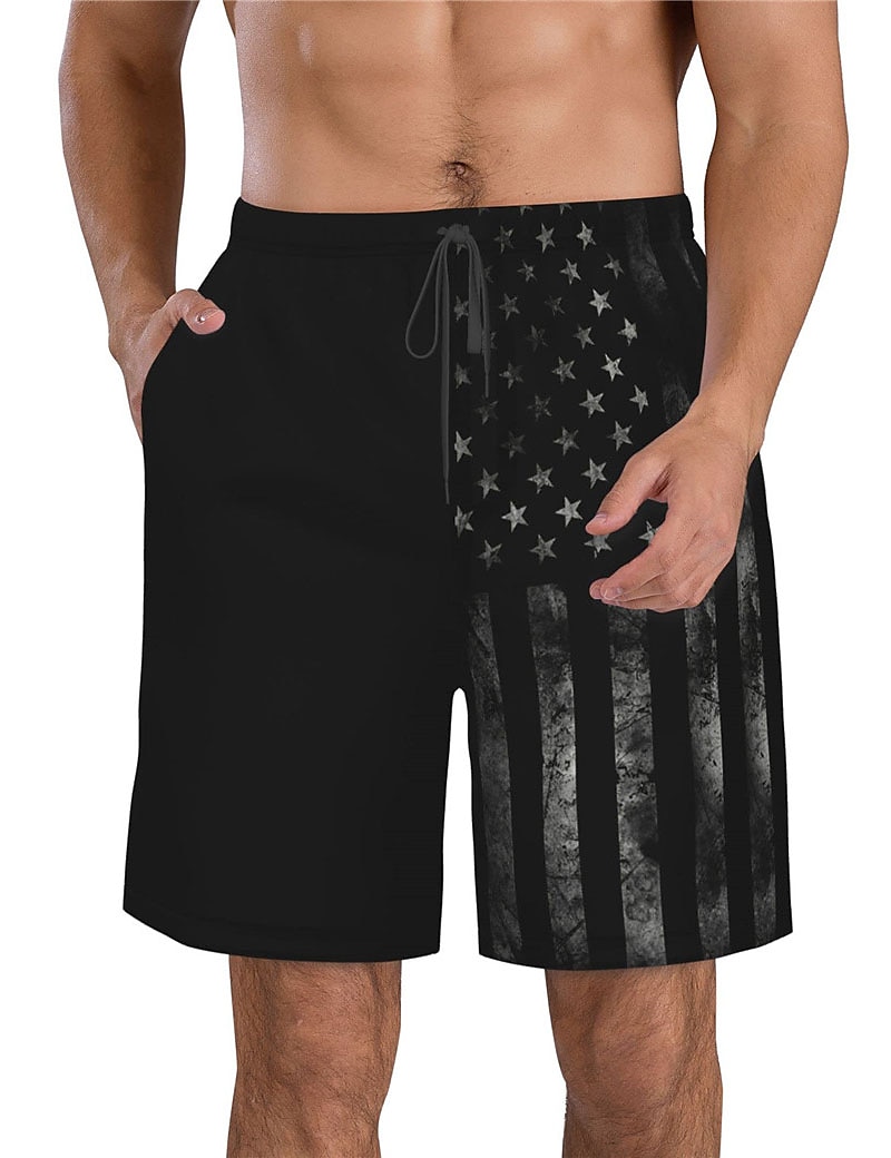Herr Grafiska tryck Landsflagga Badshorts Boardshorts Medium Midja Hawaiisk Boho Ledigt Dagligen Helgdag Snörning med meshfoder Elastisk midja Designer Kläder 2025 - $19.99 –P7