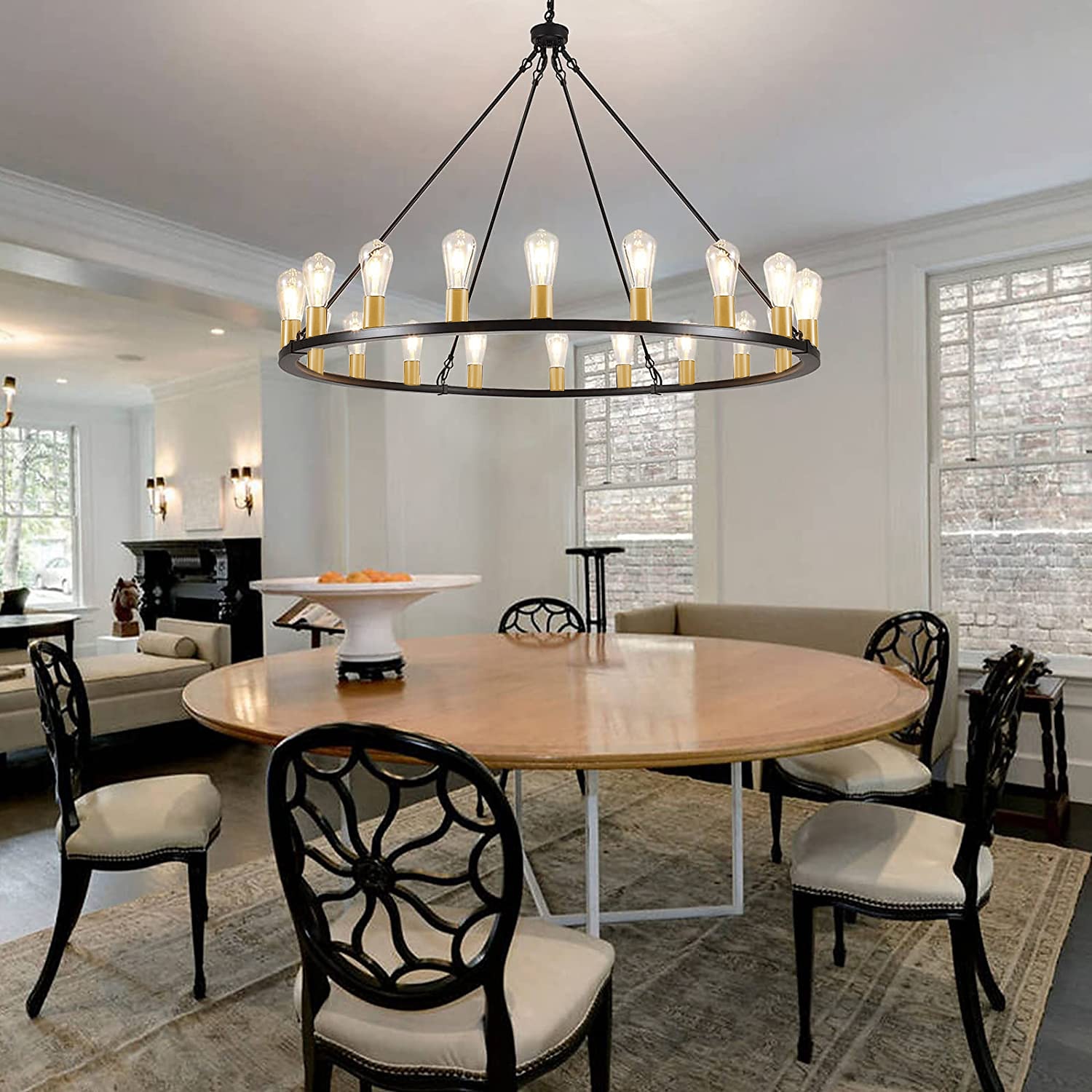 LED Chandelier Black on Wheels 20-Light Large Round Rustic Countryside Chandelier Industrial Light Fixture for Dining Room Living Room Kitchen Island Foyer Hallway 2025 - $453.89 –P13