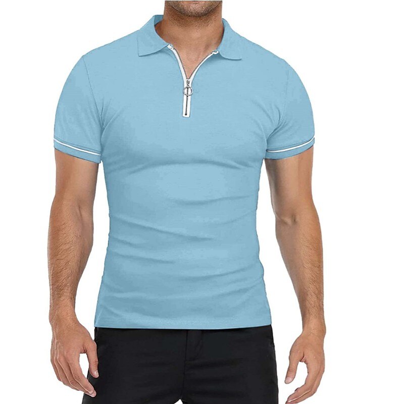 Men's Golf Shirt Polo Sports & Outdoor Casual Quarter Zip Short Sleeve Fashion Streetwear Solid Color Plain Zipper Summer Light Blue Black White Red Navy Blue Dark Grey Golf Shirt 2025 - $16.49 –P7