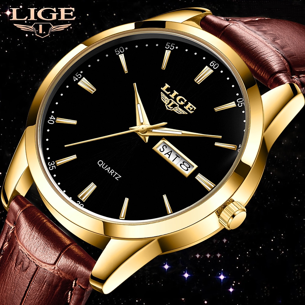 Herren Quarz Uhr Luxus Geschäftliche Armbanduhr Analog Leuchtender Kalender Datum Woche Wasserdichte PU Leder Uhr 2025 - $23.99 –P1