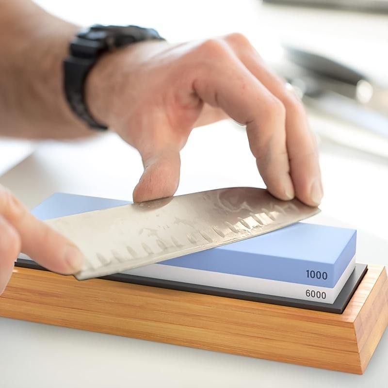 1pc Premium Whetstone, Knife Sharpening Stone, 2 Side Grit 1000/6000 Waterstone, Whetstone Knife Sharpener, Non-Slip Bamboo Base &amp; Angle Guide 2025 - $35.99 –P3