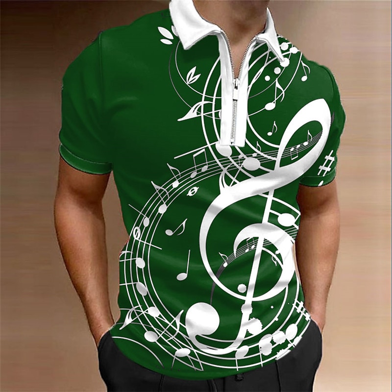 Music Festival Men's Music Zip Polo Shirts Golf Shirt Short