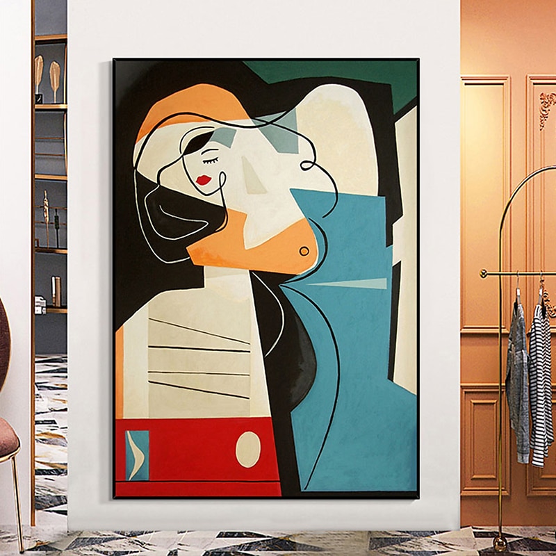 handgjord oljemålning canvas väggkonst dekoration pablo picasso stil tjej för heminredning rullad ramlös osträckt målning 2025 - $92.99 –P2