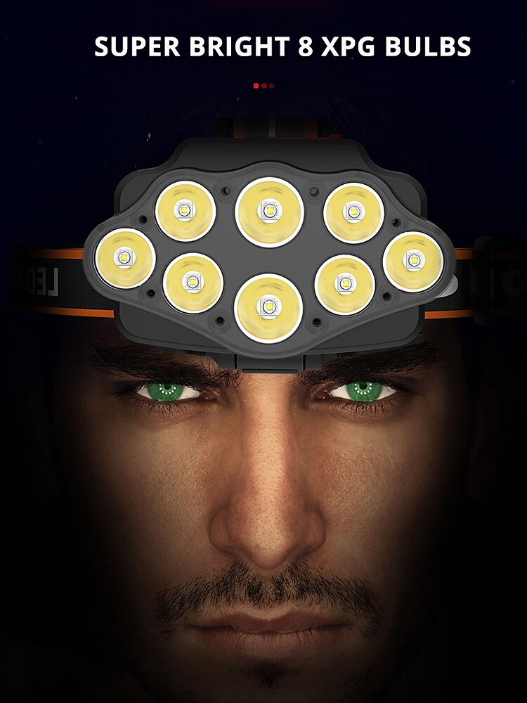 2025年 充電式 led ヘッドランプ ワイドレンジ照明 ヘッドライト 4 照明モード 8 * xpg キャンプランタン 強力なヘッドランプ 釣りランプ  コレクション – $18.99 –P4