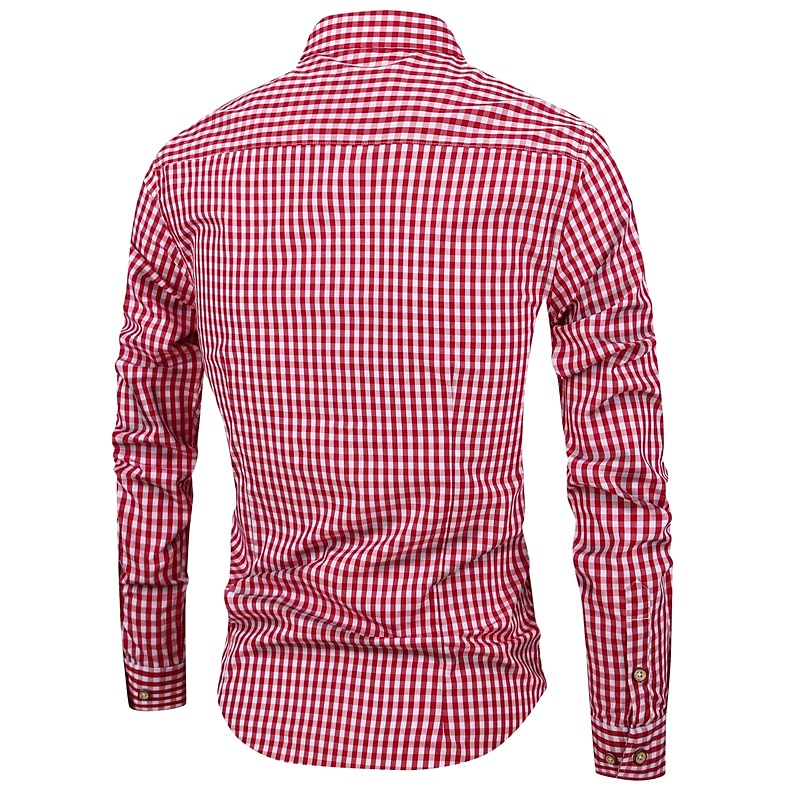 Men's Casual Shirt Button Up Shirt Checked Shirts Black Red Deep Blue Light Blue Long Sleeve Plaid Square Neck Vacation Daily Wear Button-Down Clothing Apparel Cotton Fashion Leisure Hawaiian 2025 - $31.99 –P8