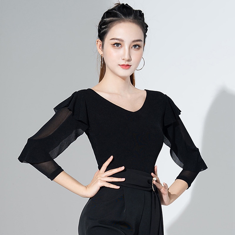 Latinotanssi Salitanssi Urheiluvaatteet Trikoot / Kokopuku Röyhelöt Puhdas Väri Liitos Naisten Suoritus Kouluts 3/4 hiha Korkea Villasekoite 2026 - $35.99 –P5