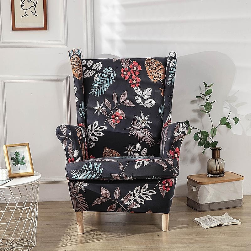 stretch wingback stoltrekk vinge stol slipcovers med seteputetrekk spandex jacquard wingback lenestoltrekk til ikea strandmon stol 2025 - $53.99 –P16