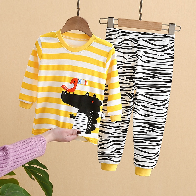 unisex hoodie för barn & byxa kläder set 2 delar långärmad mörkblå tecknad djur bomull ledig komfort 2-6 år 2025 - $22.99 –P11