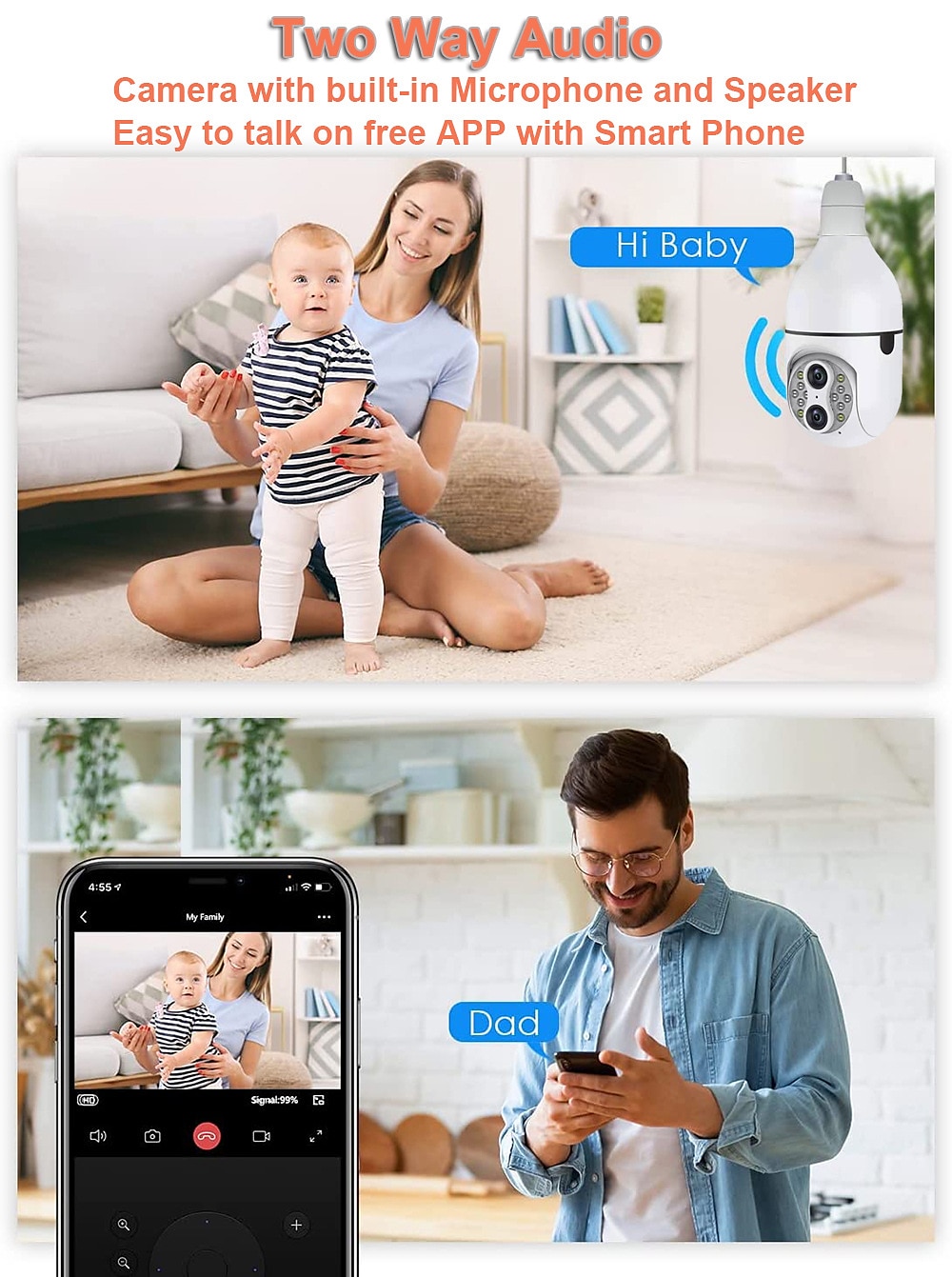 Upgraded Dual Lens 10XHybrid Zoom Light Bulb Security Camera WIFI 360 Auto Tracking Security Camera Color Night Vision Siren& Light Alarm PTZ IP Camera For Home Security 2025 - $52.99 –P4