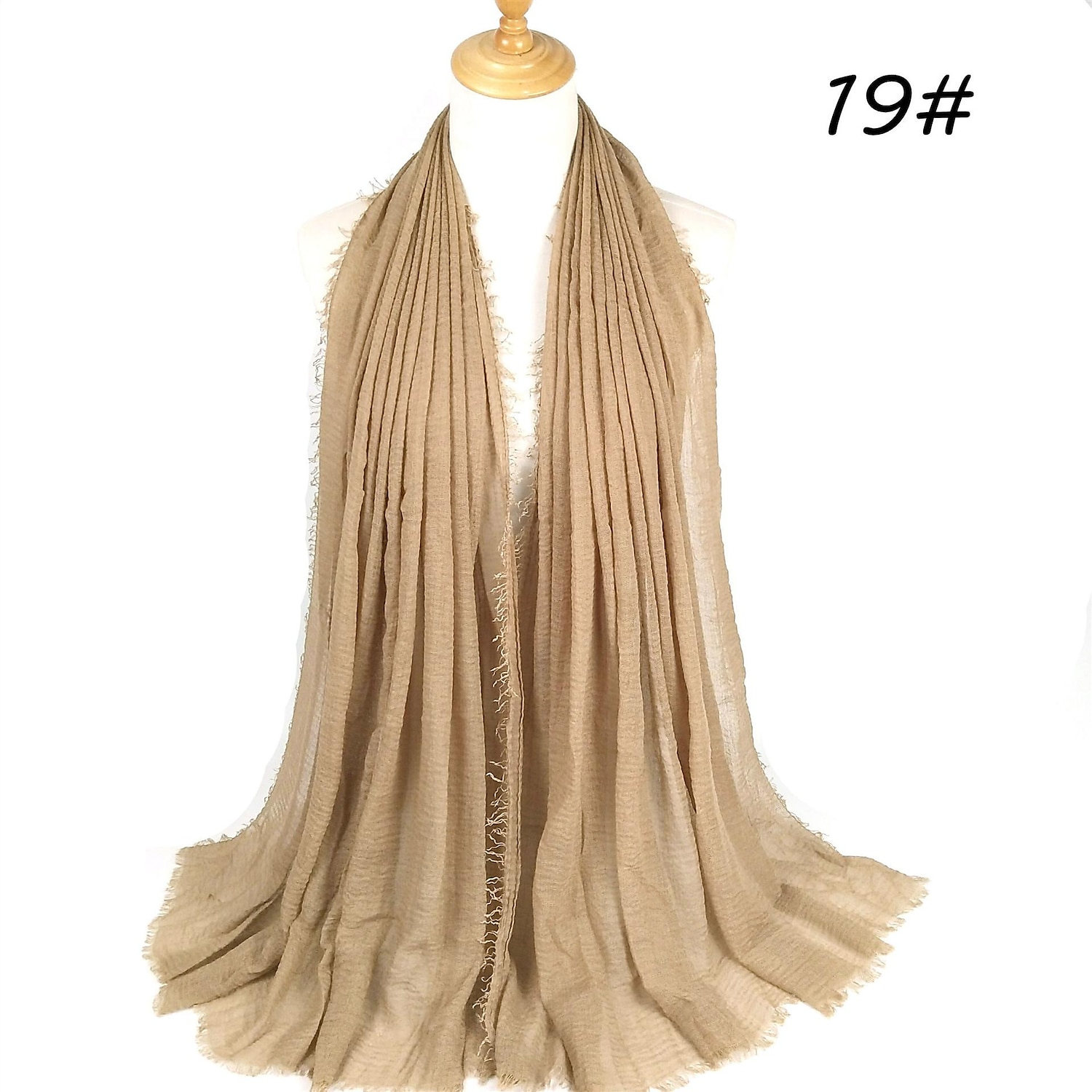 muszlim hidzsáb fejfedő egyszínű buborékos sifon sál nőknek divatos puha hidzsáb hosszú sál betakaró sálak 175*70cm 2025 - $13.99 –P9