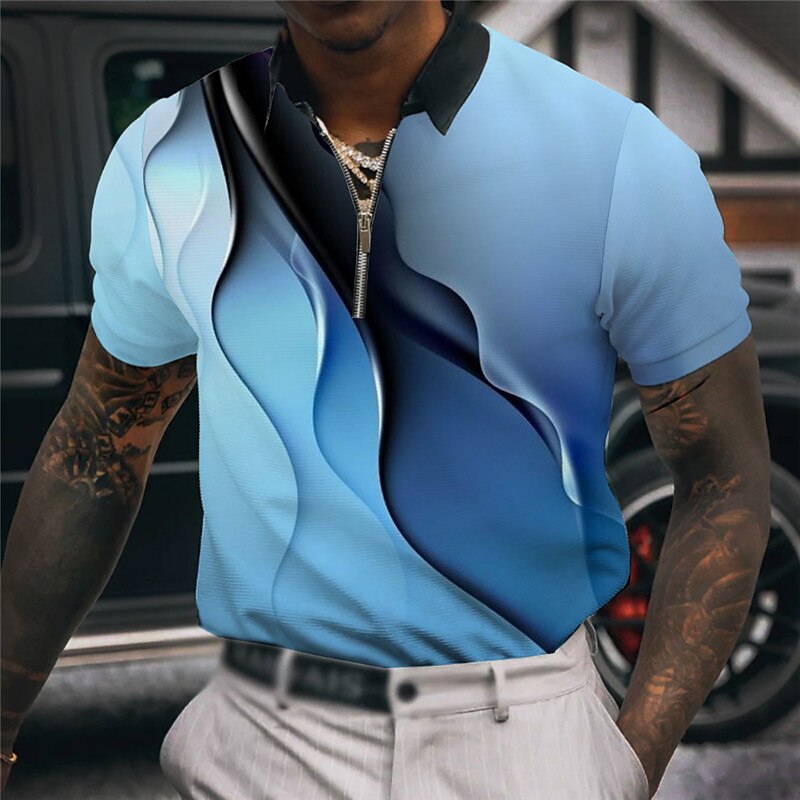 Homens Camiseta Polo Grande e Alto Gradiente Aberto para a Lateral Imprimir Manga Curta Verão Primavera Moda Designer Casual Respirável Ao ar livre Rua Blusas de 2025 por $18.99 –P1