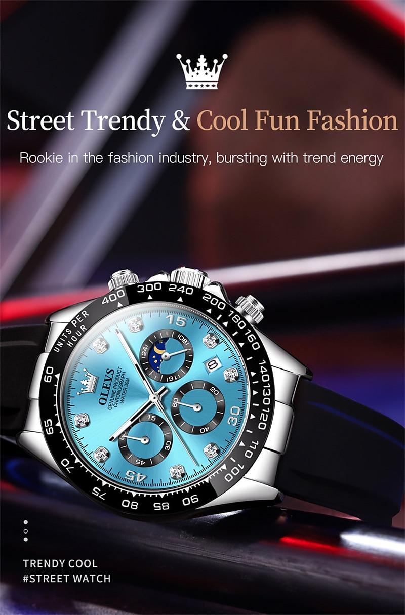 Кварцевые часы OLEV для мужчин спортивные наручные часы светящиеся хронографы с календарем многофункциональные водонепроницаемые с силиконовым браслетом 2026 - $43.99 –P1