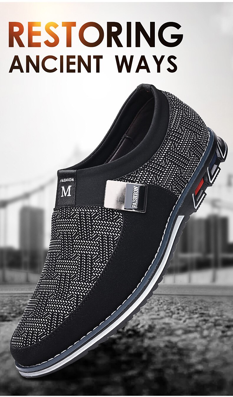 mocasini casual pentru bărbați – pantofi respirabili cu model negru și gri, cu cataramă metalică, confortabili și ușori pentru purtarea de zi cu zi 2025 - $46.99 –P1