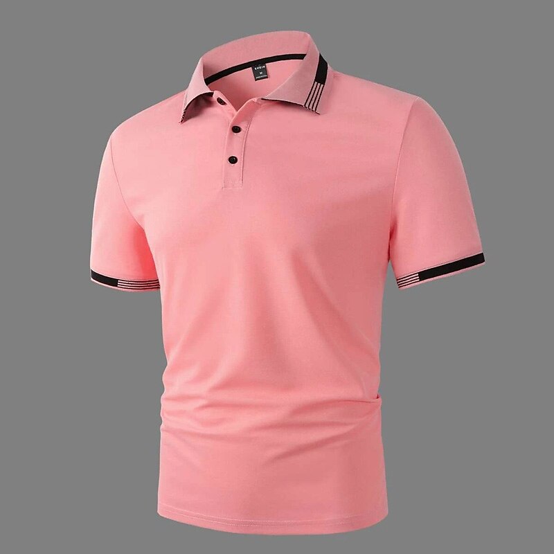 Herren Poloshirt Golfhemd Strasse Casual Klassisch Kurzarm Modisch Basic Farbblock Taste Sommer Regular Fit Grasgrün Hellhimmelblau Schwarz Weiß Rosa Perlenrosa Poloshirt 2025 - $17.99 –P9