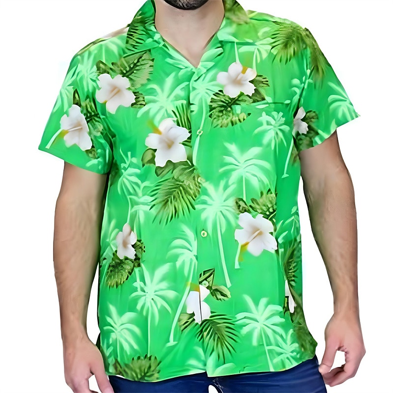 Bărbați Floral Grafic Flori tropicale Cămașă Cămașă de vară Cămașă casual Manșon scurt Cămașă Răsfrânt Modă Șic Stradă De Bază Casual Zilnic Hawaiian Roz Îmbujorat Roșu-aprins Albastru piscină S M L 2025 - $24.99 –P10