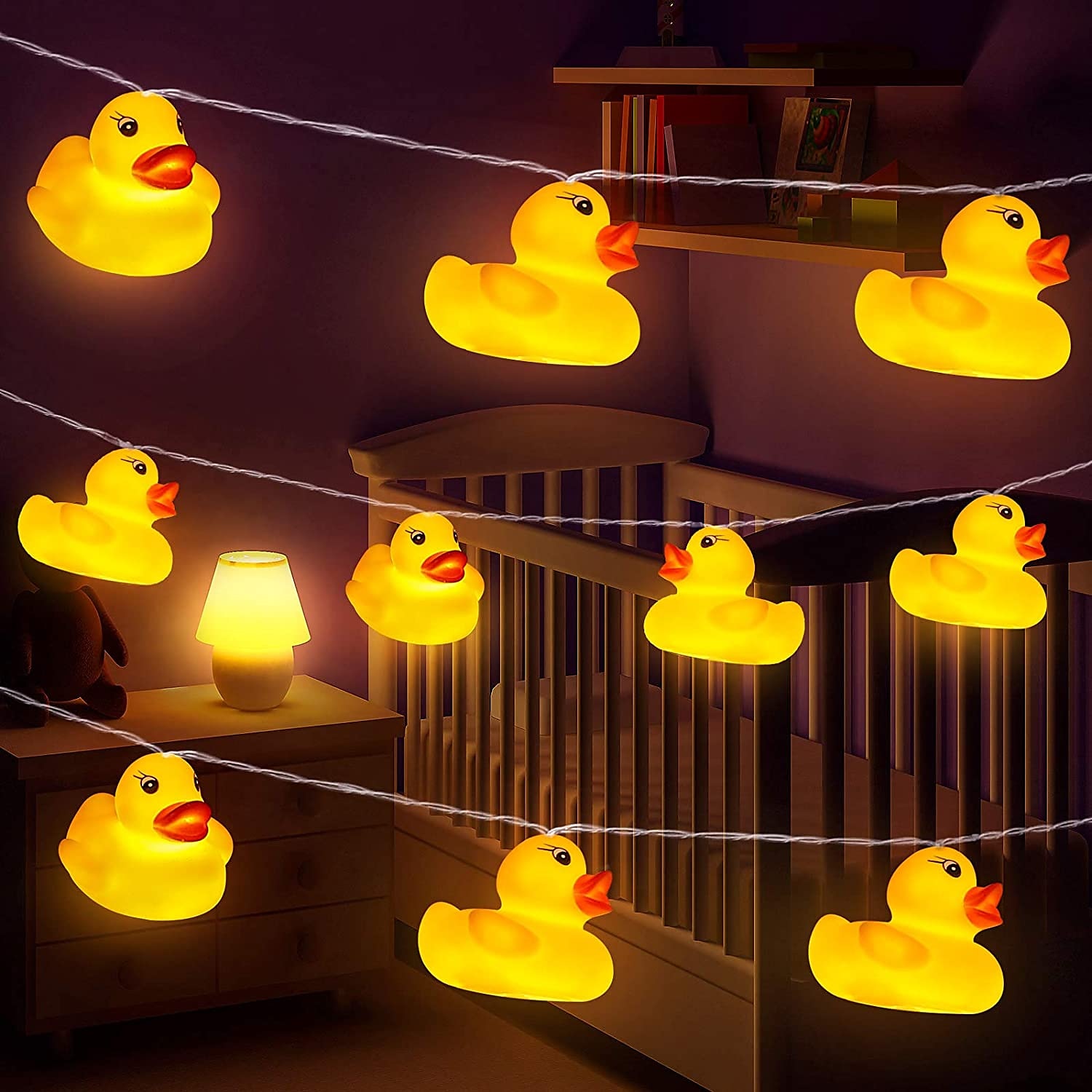 aranyos sárga kacsa bárány víziló állat alakú led tündérfüzér lámpák 1,5 m 10 leds beltéri kültéri karácsonyi esküvő születésnapi parti kerti gyerekszoba dekoráció 2025 - $21.99 –P7