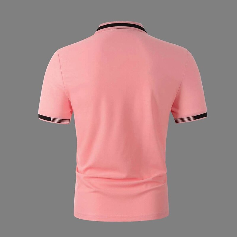 Herren Poloshirt Golfhemd Strasse Casual Klassisch Kurzarm Modisch Basic Farbblock Taste Sommer Regular Fit Grasgrün Hellhimmelblau Schwarz Weiß Rosa Perlenrosa Poloshirt 2025 - $17.99 –P10